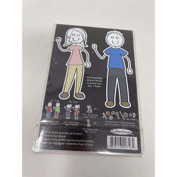 NEW Cool Family Stickers Car Window 18 Pack Mom Dad Kids Boys Girls Pets Sports - Picture 2 of 5